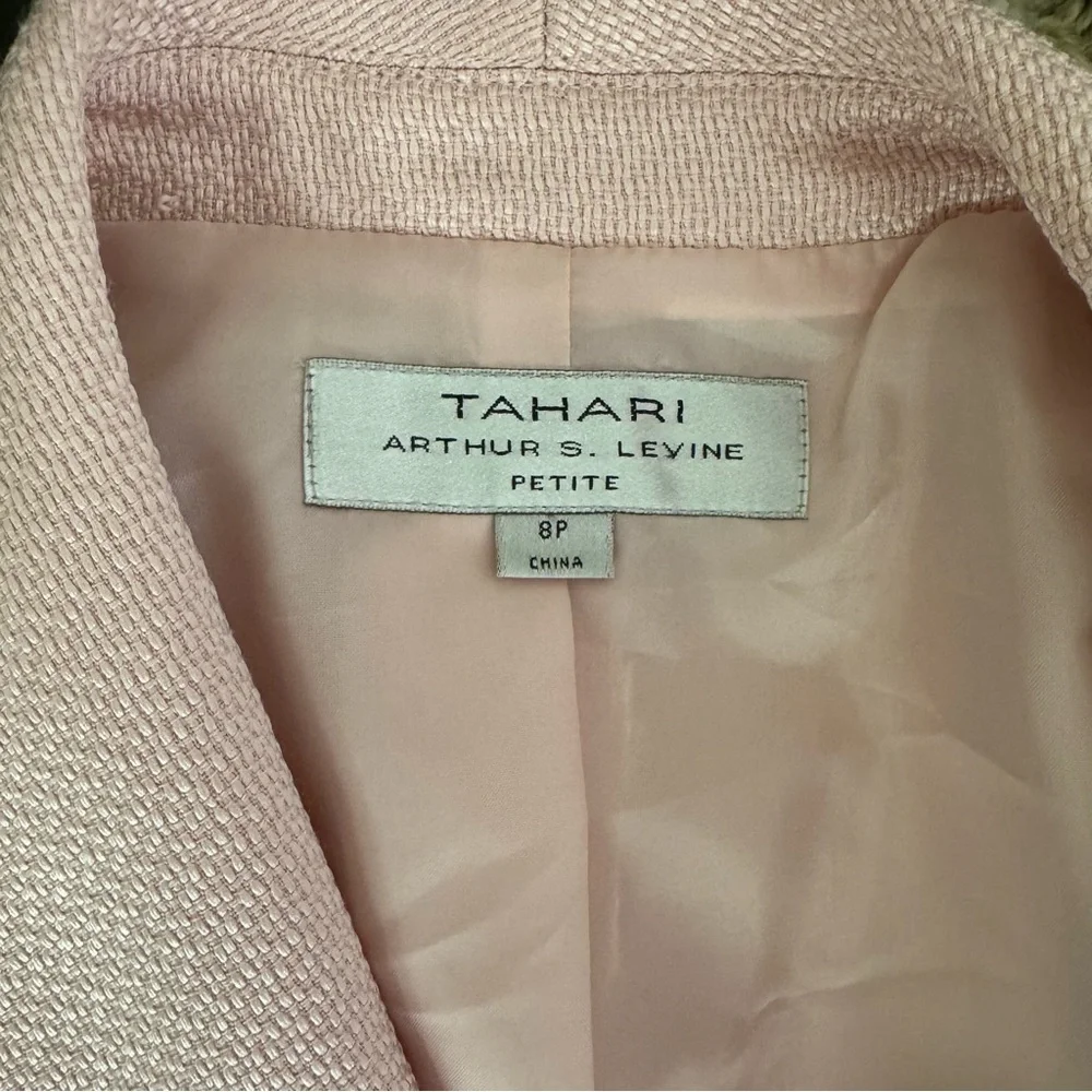 Tahari Pink Blazer with Notched Lapel and Tailored Fit